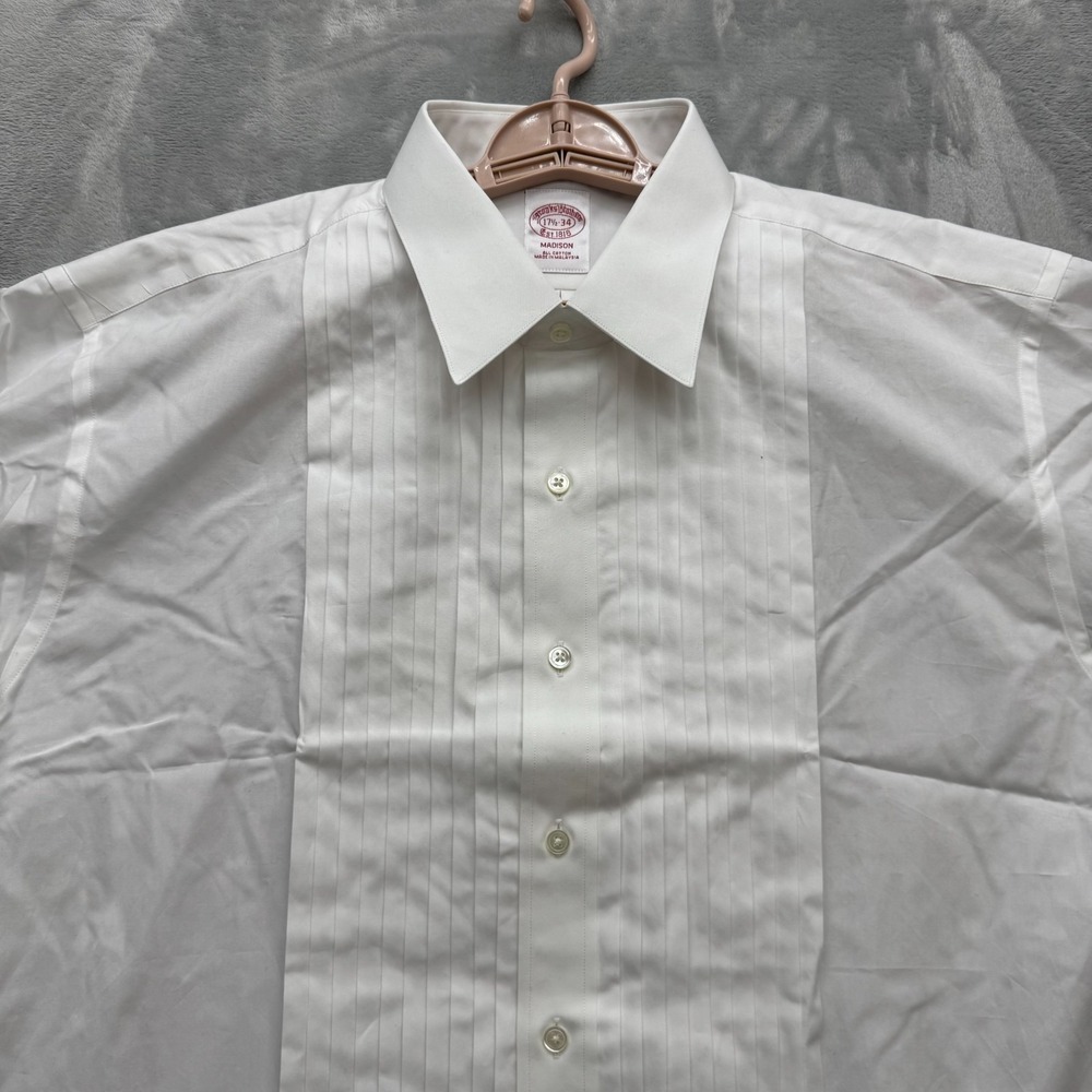 NWT Brooks Brothers Madison Fit Dress Shirt Mens 17.5 White Pleated Bib Tuxedo - Picture 2 of 11